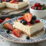 No-Bake Cheesecake Bars: The Ultimate Easy Dessert Recipe 106 No-bake cheesecake bars with berry sauce