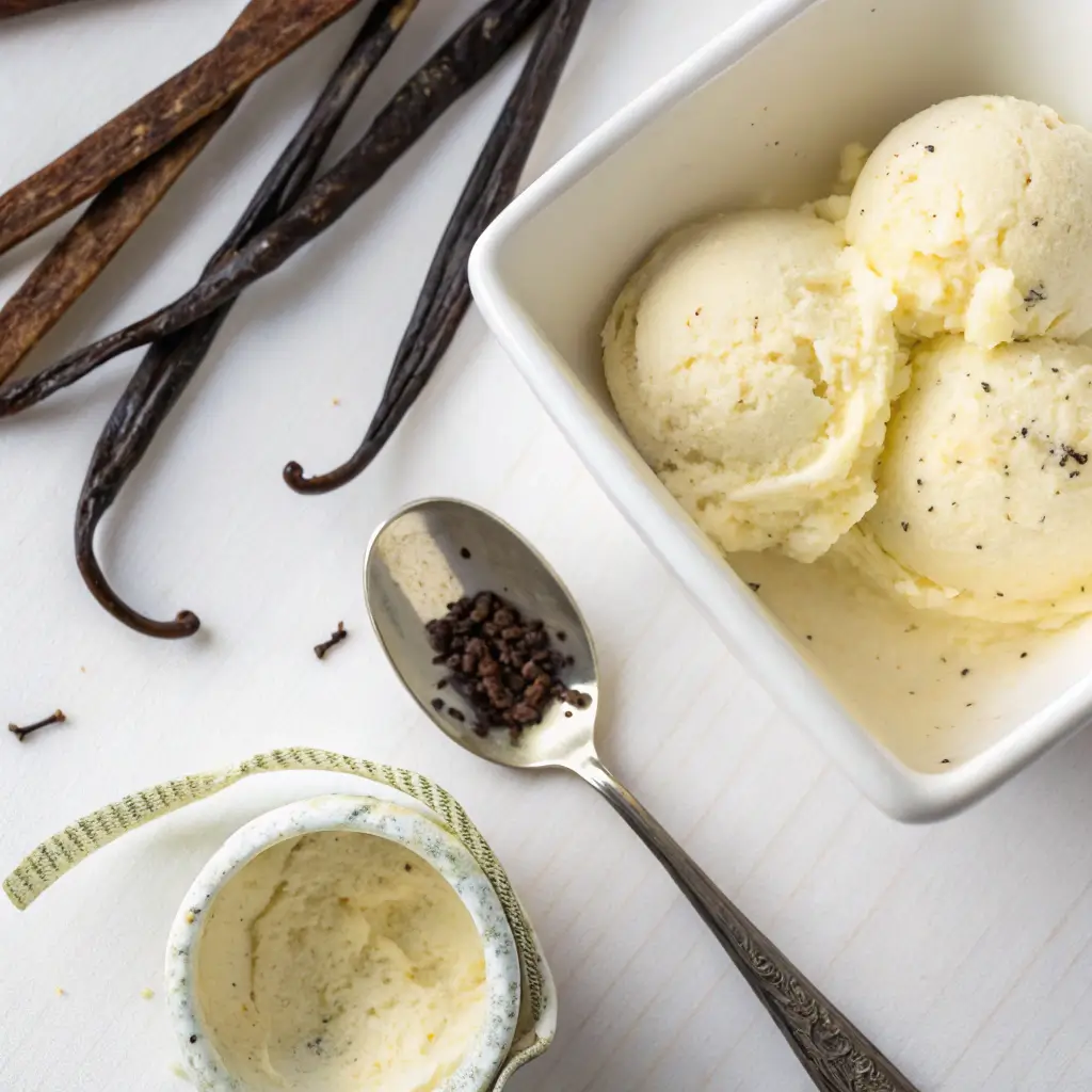 The Best Vanilla Paste Recipe: A Homemade, Flavorful Twist for Your Favorite Desserts 2 vanilla paste recipe spooned out and used for homemade ice cream